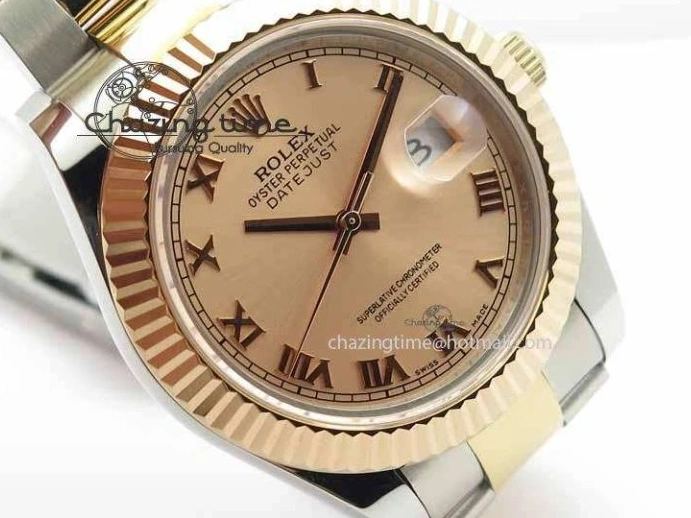 MiroTime 1218 Sleek DateJust II 41mm SS RG BP Maker Best Edition RG Roman Dial On SS RG Bracelet SA 3711